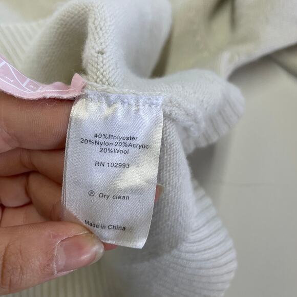 Marissa Webb Sweater Womens X Small White Asymmetric Knit Puff Sleeve Wool Blend - Picture 8 of 11